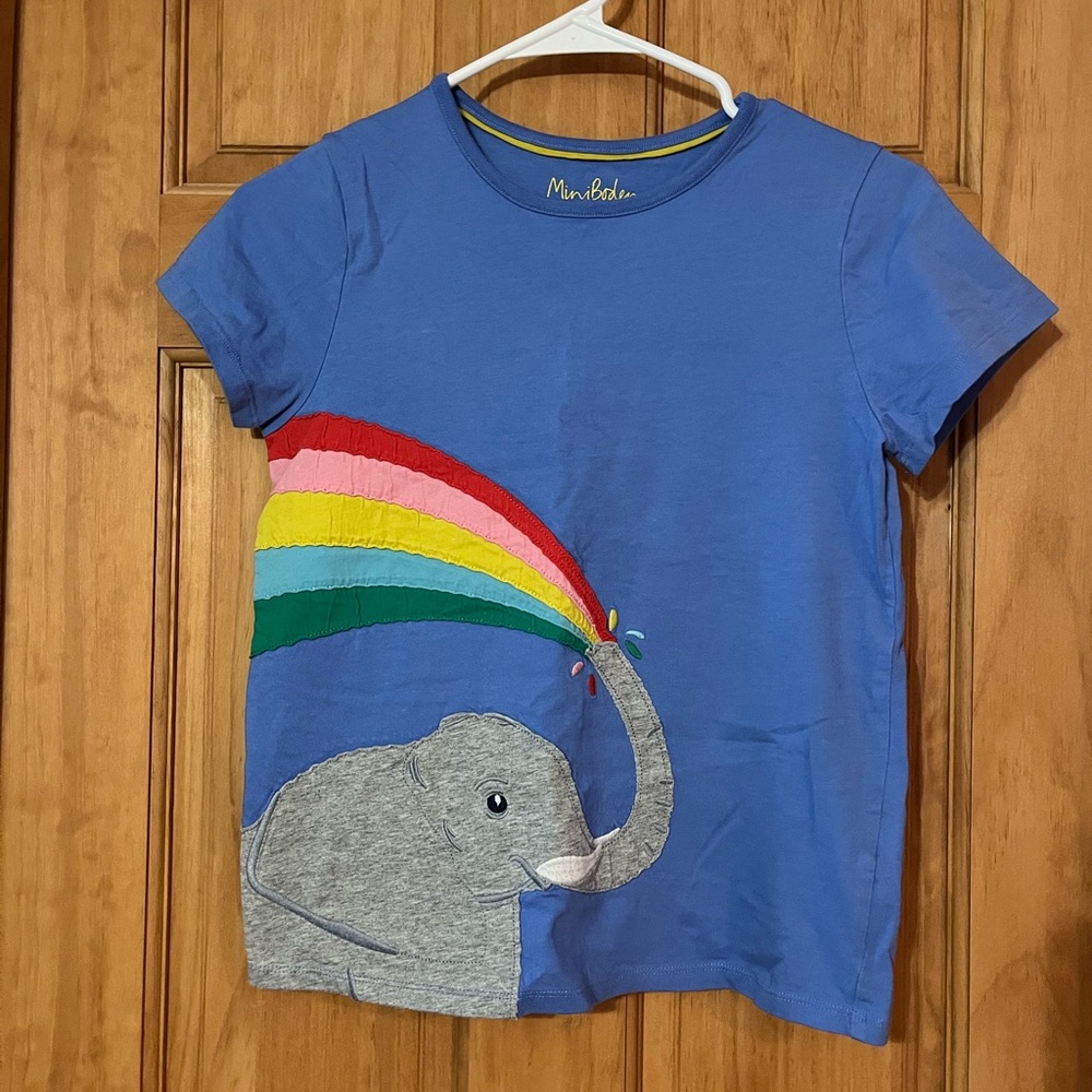 Mini Boden Blue and Gray Elephant Tee